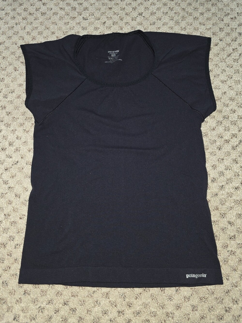 Vintage Patagonia Capilene Black Cap-Sleeve Crewneck Tee